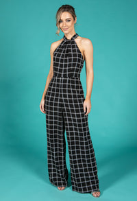 Monochrome Check Jumpsuit