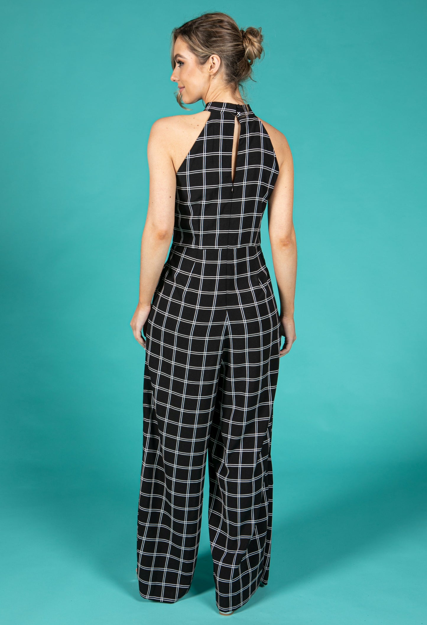 Monochrome Check Jumpsuit