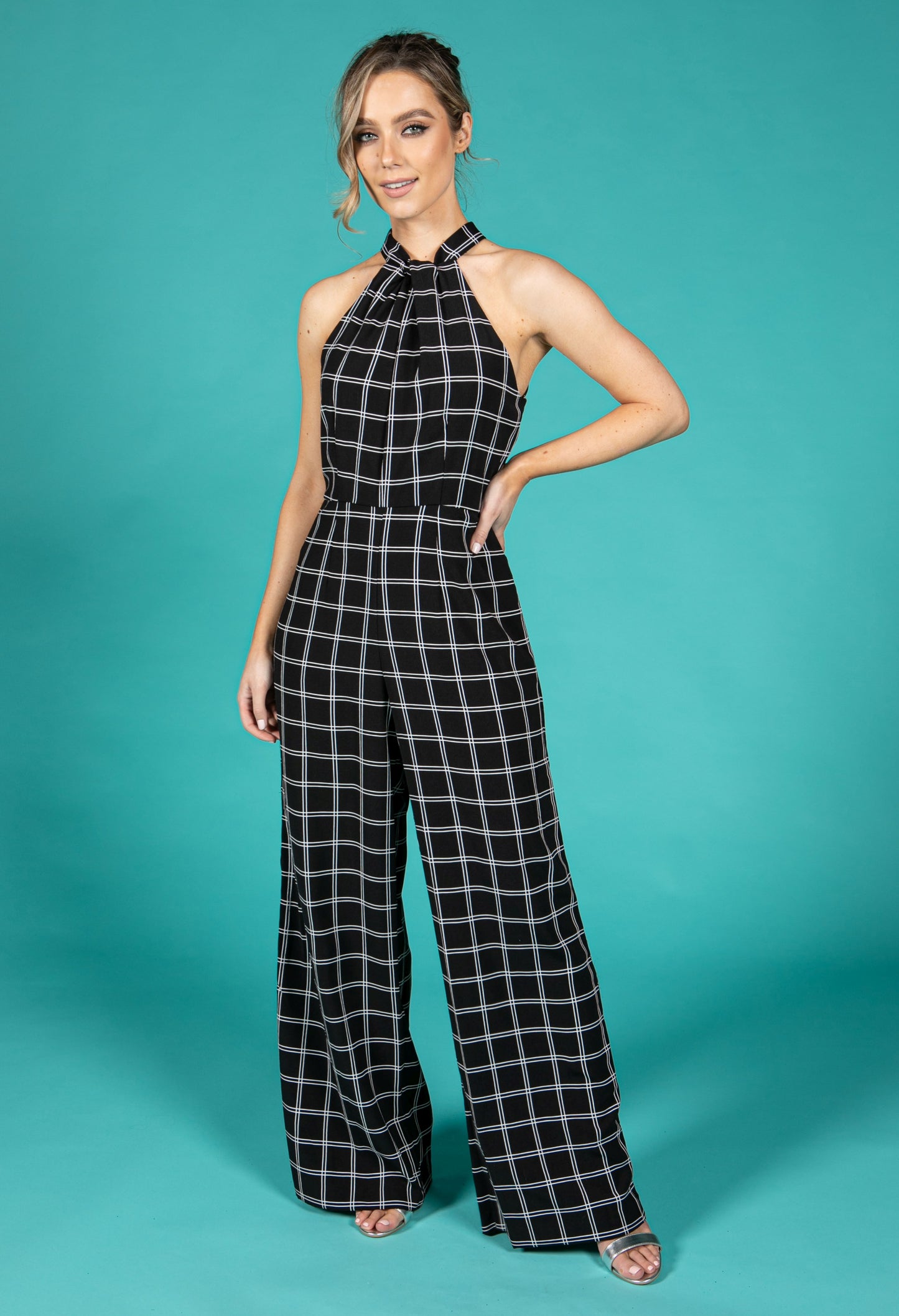 Monochrome Check Jumpsuit