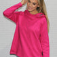 fuchsia hoodie with zipper detail