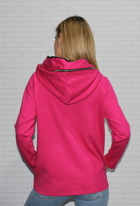 fuchsia hoodie with zipper detail