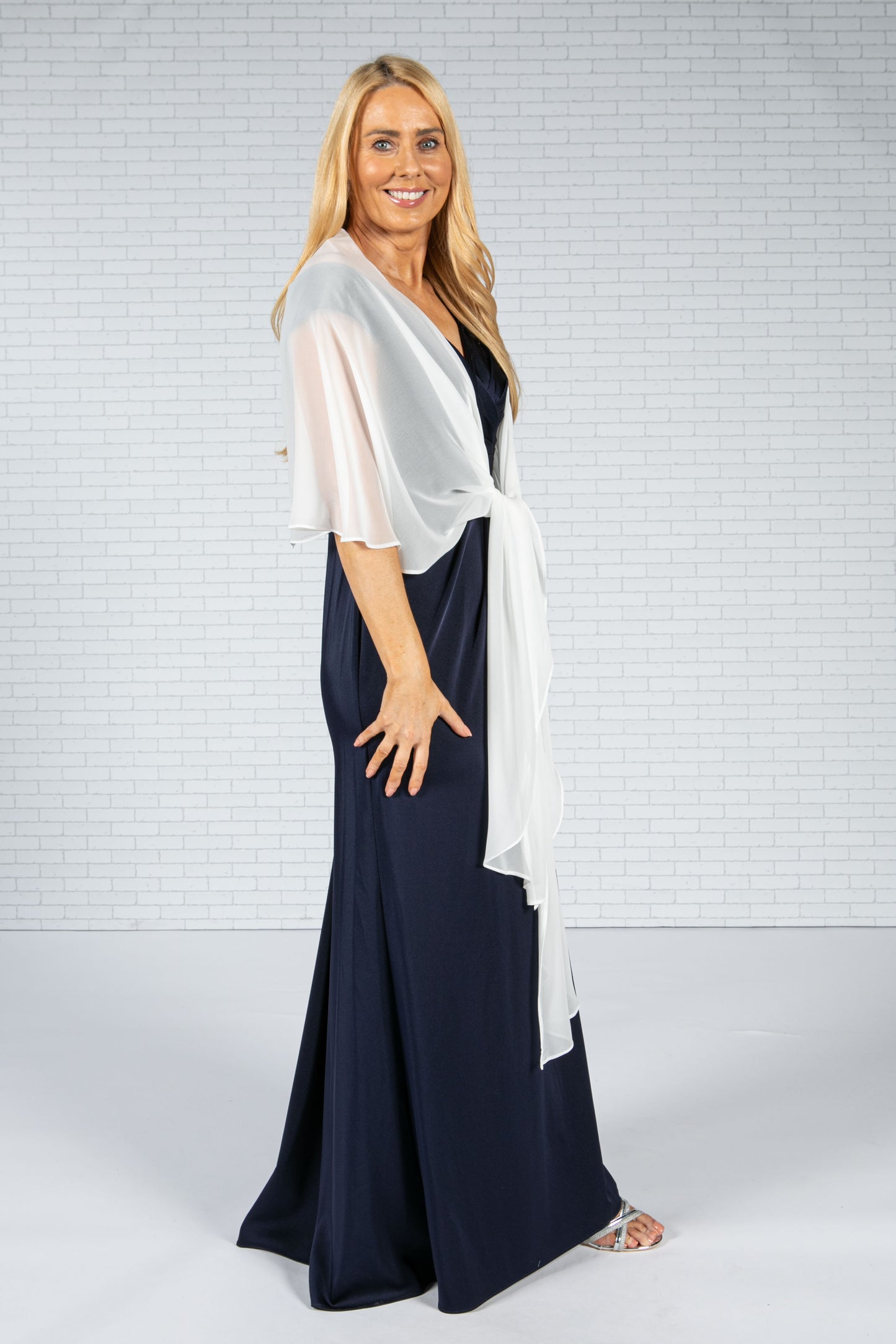 White Chiffon Shoulder Wrap