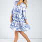 Blue Paisley Tiered Dress