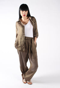 Dark Olive Contrast Trousers