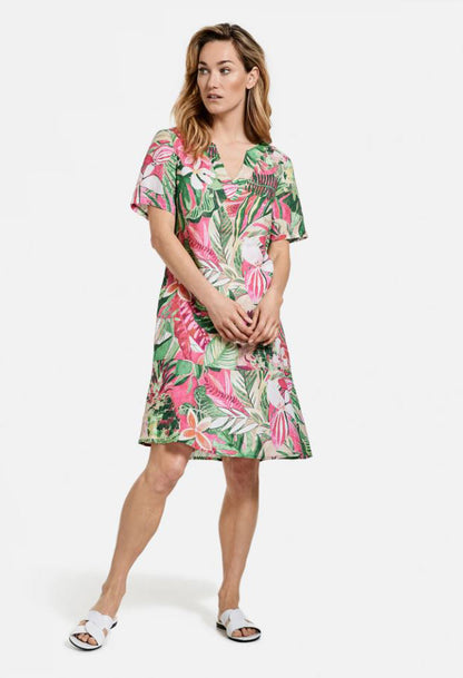 Pure Linen Print Dress