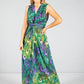 Peacock print maxi dress