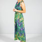 Peacock print maxi dress