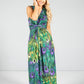 Peacock print maxi dress