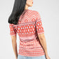 Short Sleeve Mix Print Tee in Coral