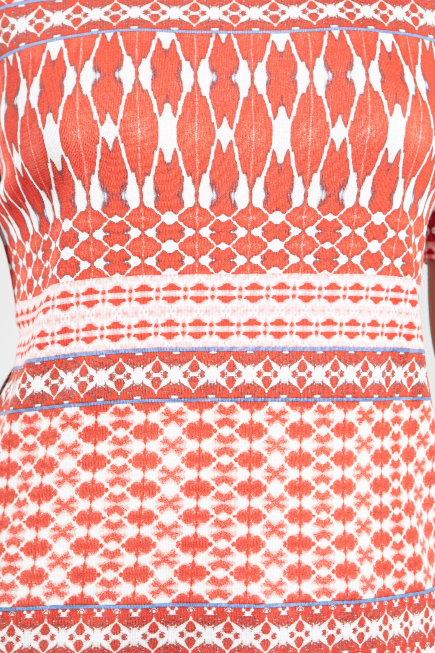 Short Sleeve Mix Print Tee in Coral