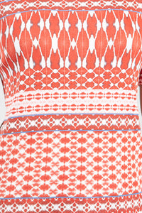 Short Sleeve Mix Print Tee in Coral