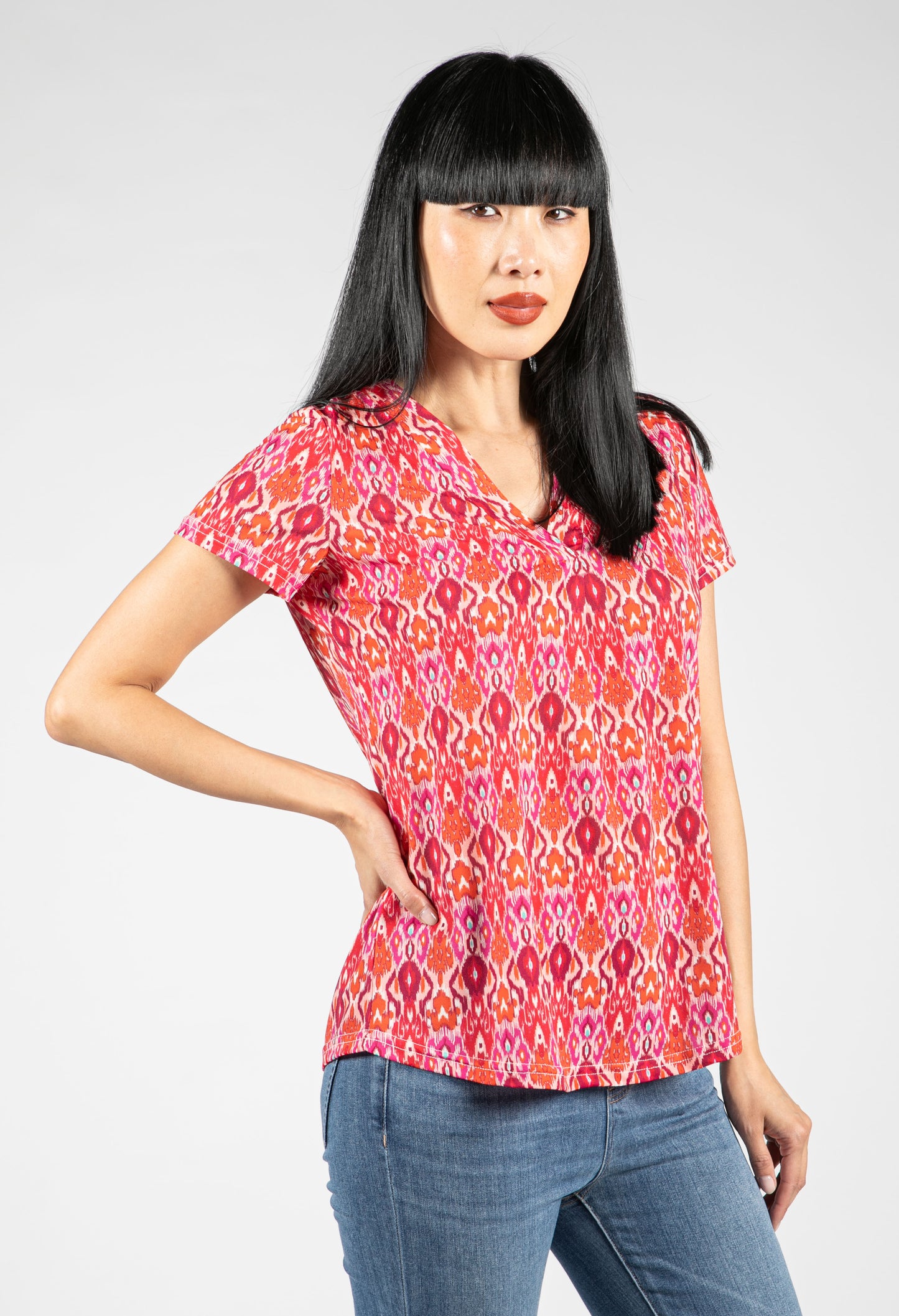 V-Neck Printed Top-1