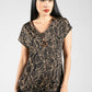 Taupe Leaf Print Top