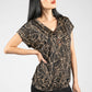 Taupe Leaf Print Top