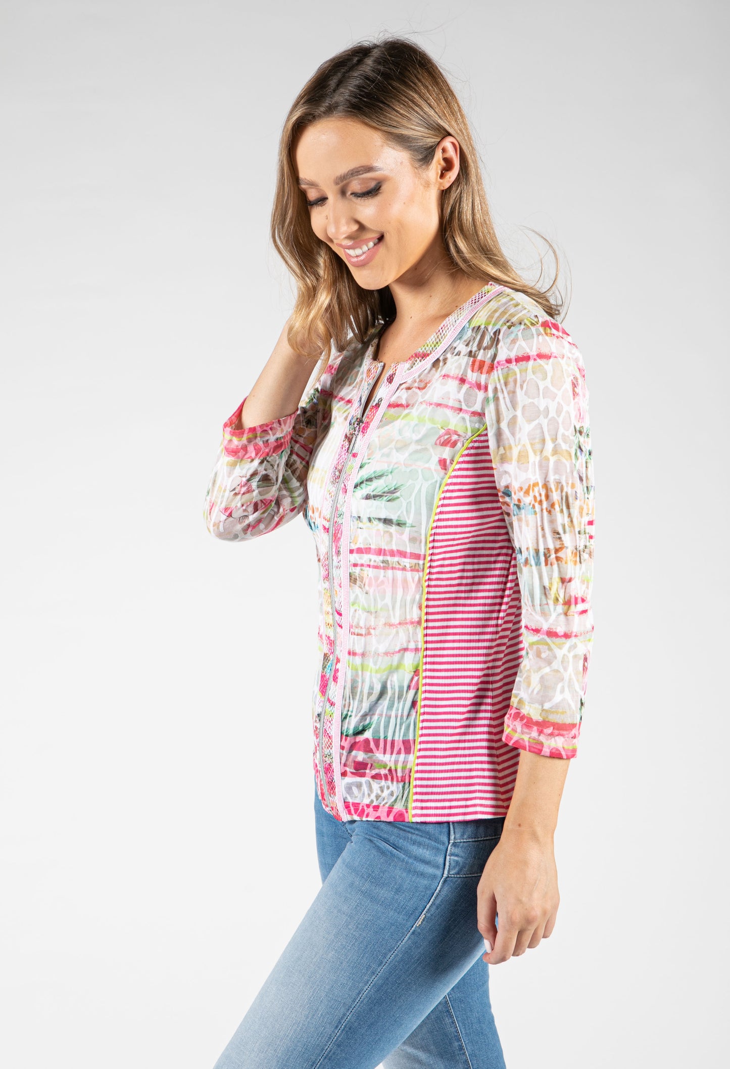 Printed Zip Up Top