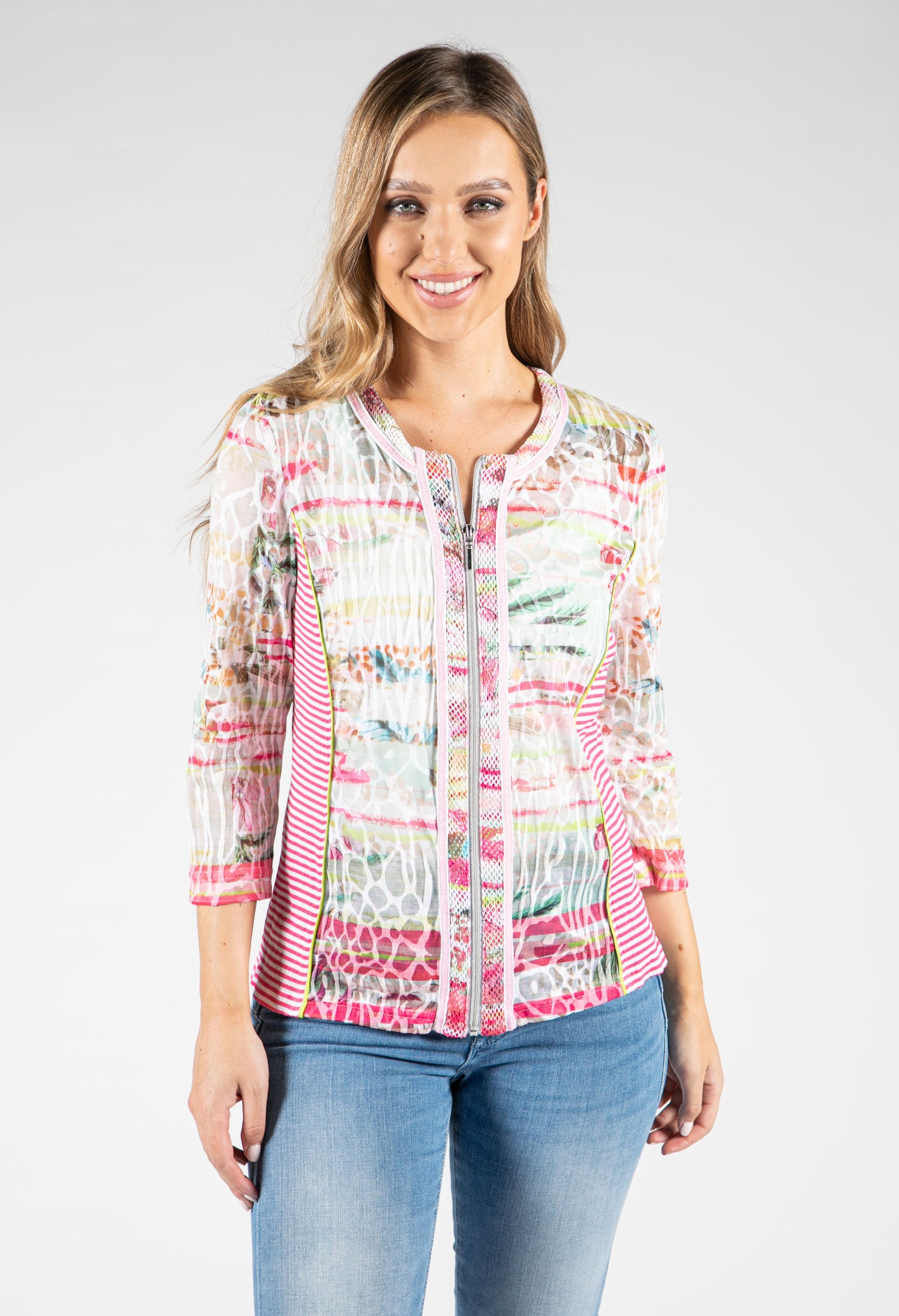 Printed Zip Up Top