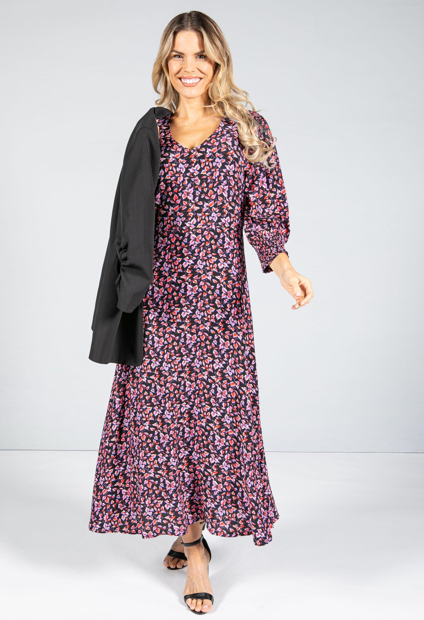 Leaf Print Maxi Dress