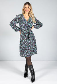 Leaf Print Wrap Style Dress