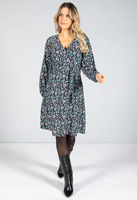 Leaf Print Wrap Style Dress