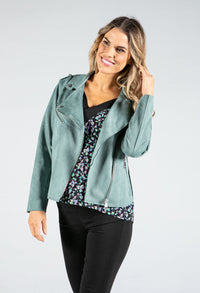 Faux Suede Biker Style Jacket