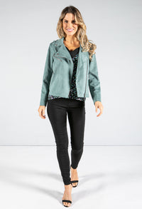 Faux Suede Biker Style Jacket