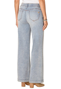 "Ab"solution High Rise Wide Leg Jeans with Subtle Fading Detail