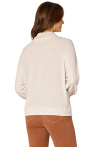 Funnel Neck Double Pocket Knit Top