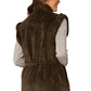 Flange Shoulder Drawstring Waist Fur Vest