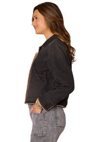 Sherpa Lined Cropped Hem Denim Jacket