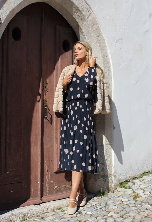 Polka Dot Plisse Pop Over Dress