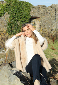 Faux Fur Shawl Overcoat