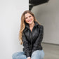 Hooded Leather Biker Jacket