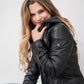 Hooded Leather Biker Jacket