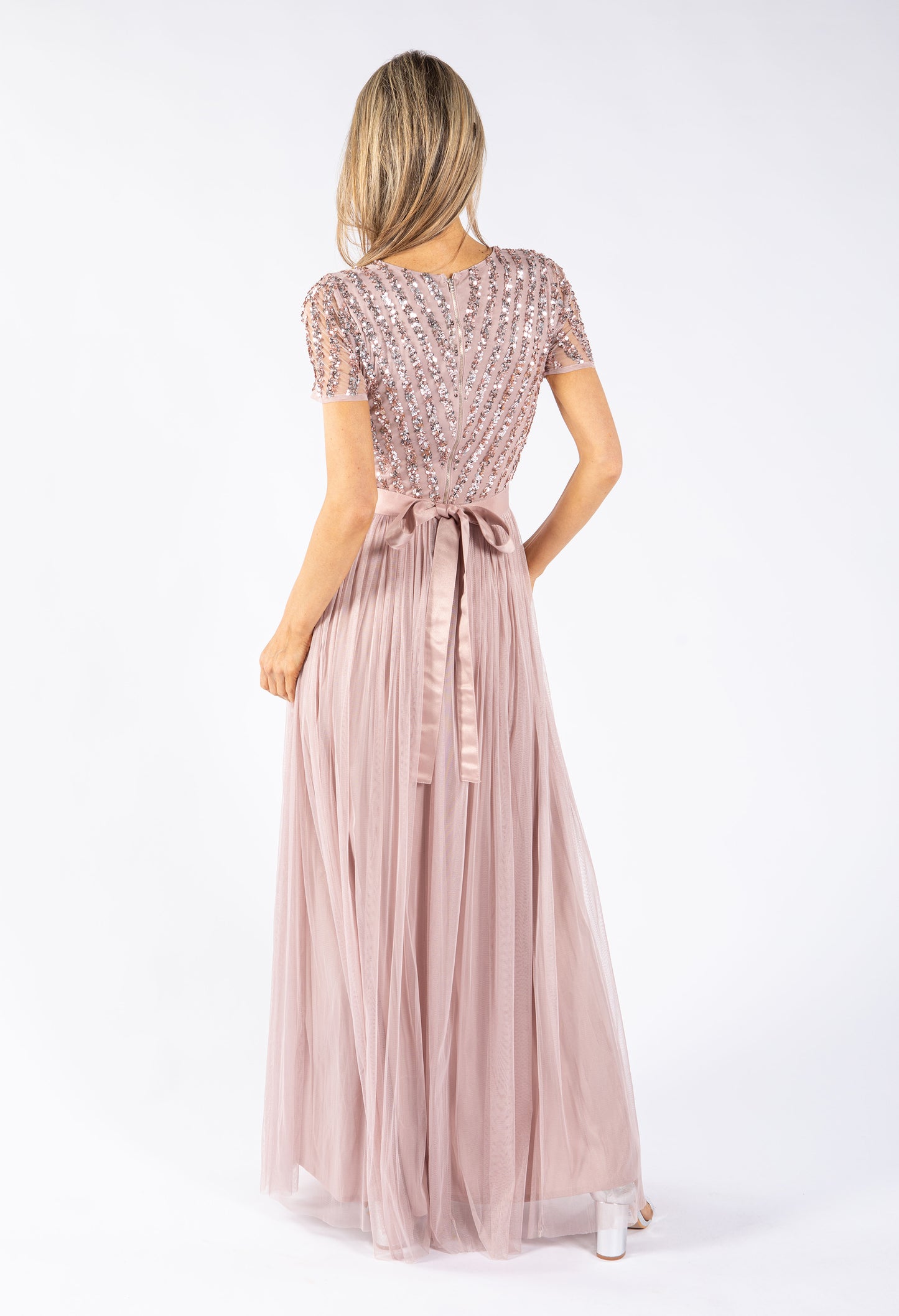 Maya Embellished Maxi Dress With Sash Belt