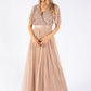 ANGEL SLEEVE EMBELLISHED MAXI DRESS WITH SASH BELT