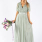 ANGEL SLEEVE EMBELLISHED MAXI DRESS WITH SASH BELT