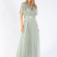 ANGEL SLEEVE EMBELLISHED MAXI DRESS WITH SASH BELT