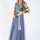 ANGEL SLEEVE EMBELLISHED MAXI DRESS WITH SASH BELT