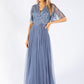 ANGEL SLEEVE EMBELLISHED MAXI DRESS WITH SASH BELT