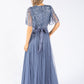 ANGEL SLEEVE EMBELLISHED MAXI DRESS WITH SASH BELT