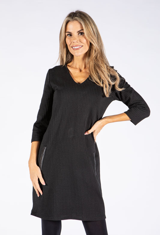 V Neckline Knit Dress