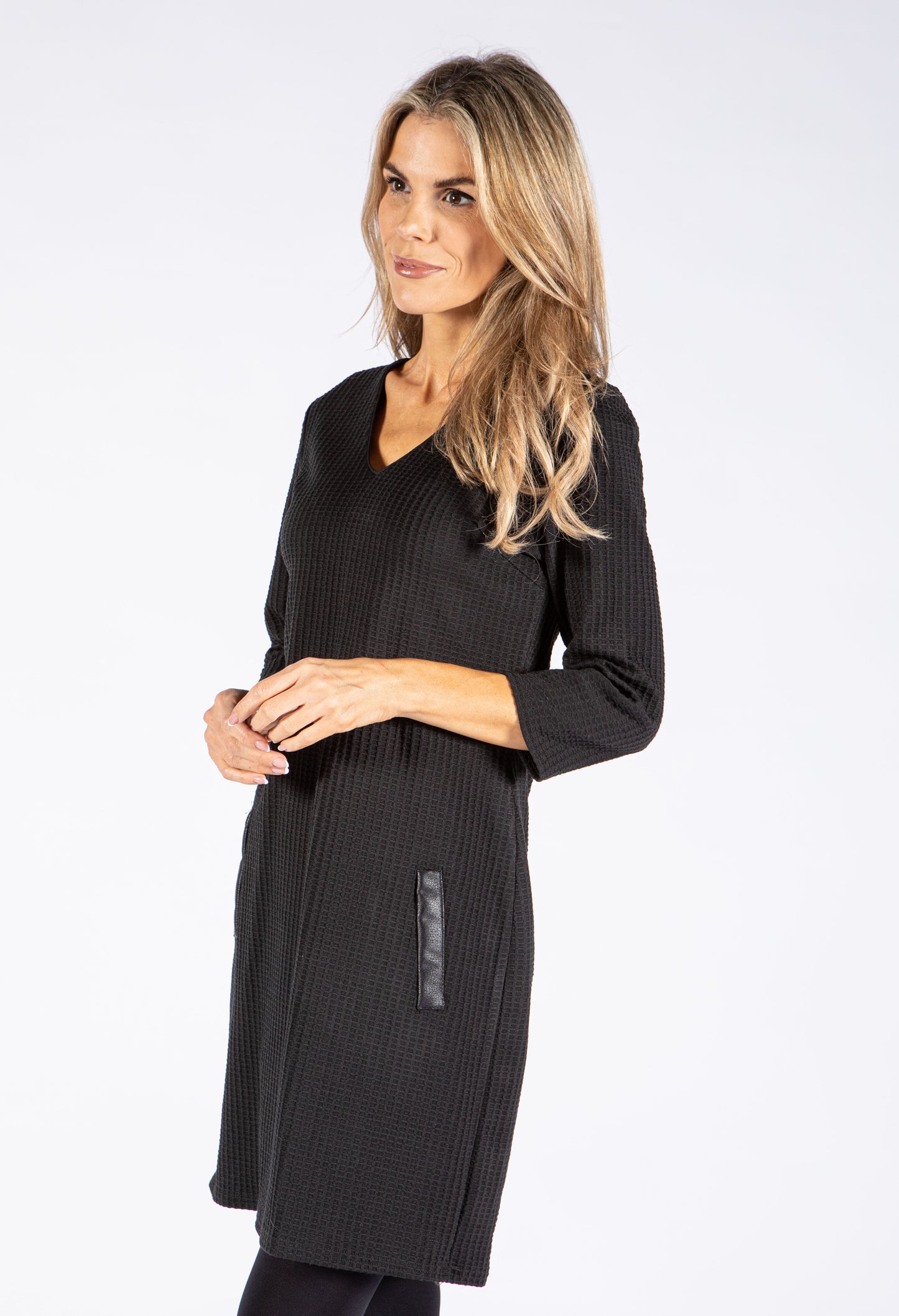 V Neckline Knit Dress