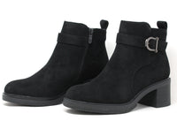 Faux Suede Buckled Ankle Boot