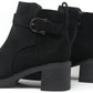 Faux Suede Buckled Ankle Boot