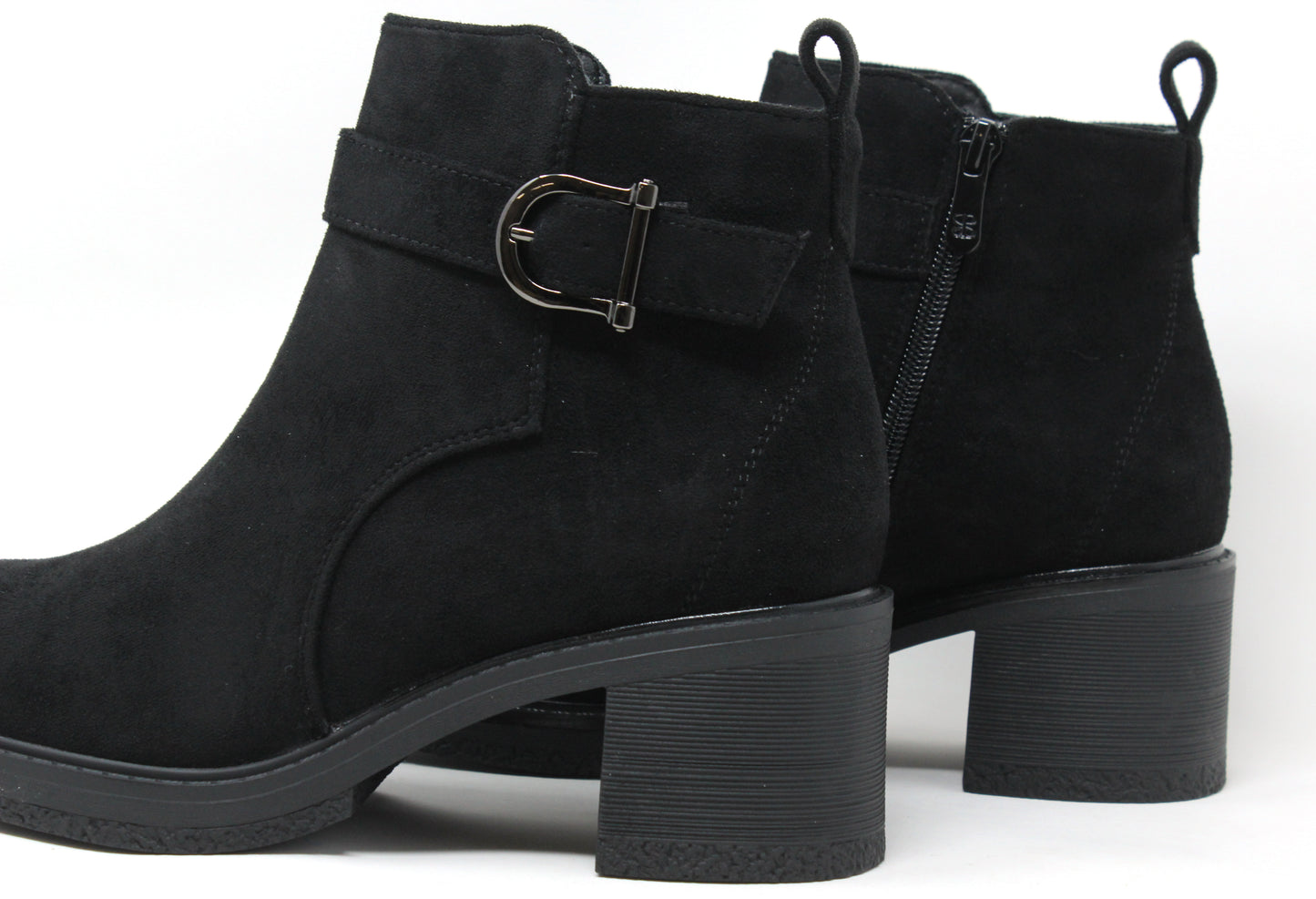 Faux Suede Buckled Ankle Boot