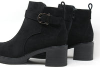 Faux Suede Buckled Ankle Boot