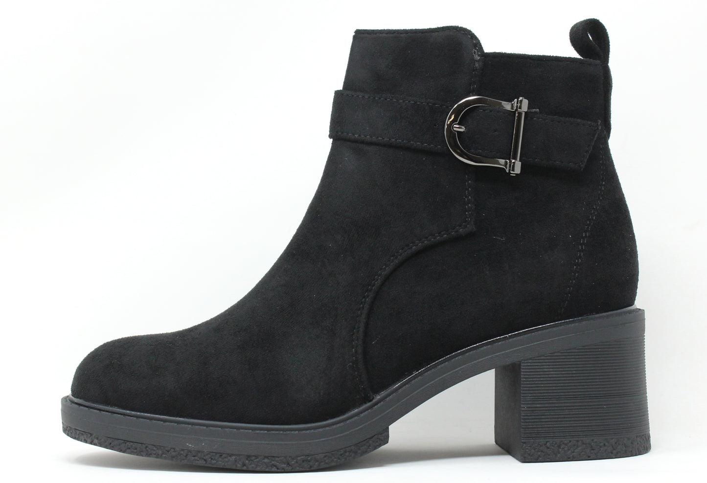 Faux Suede Buckled Ankle Boot