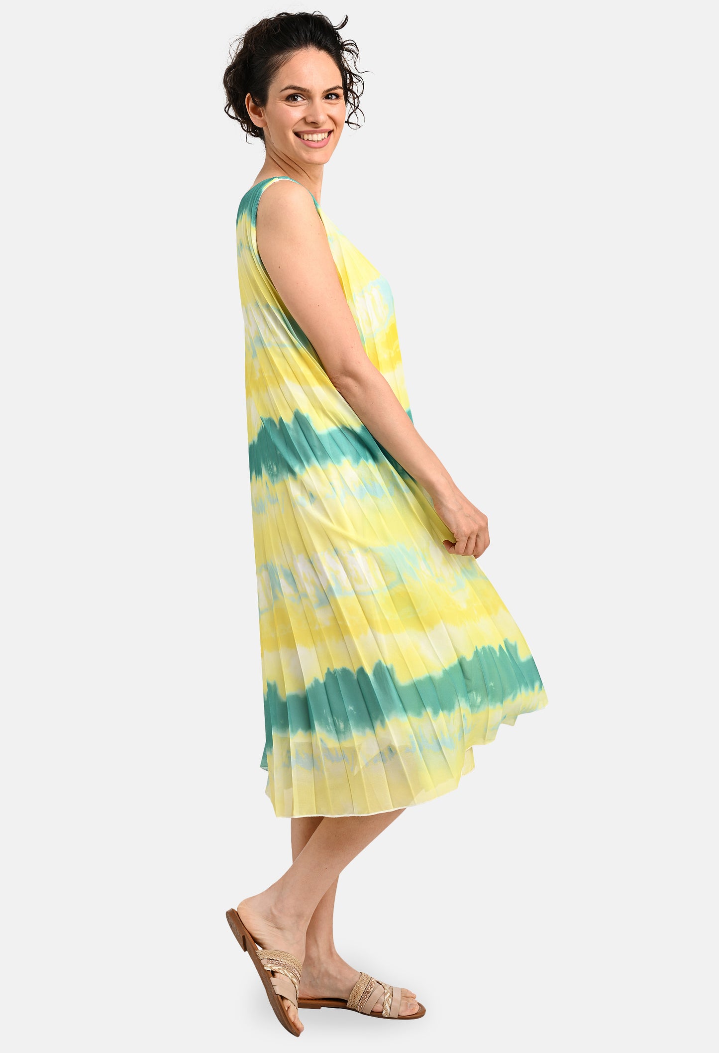 Plisse Pleated Midi Dress