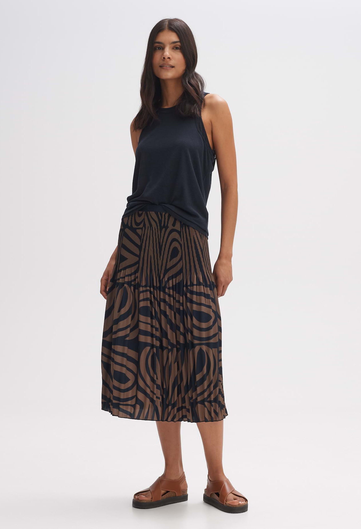 Ribane Desert Pleated Midi Skirt