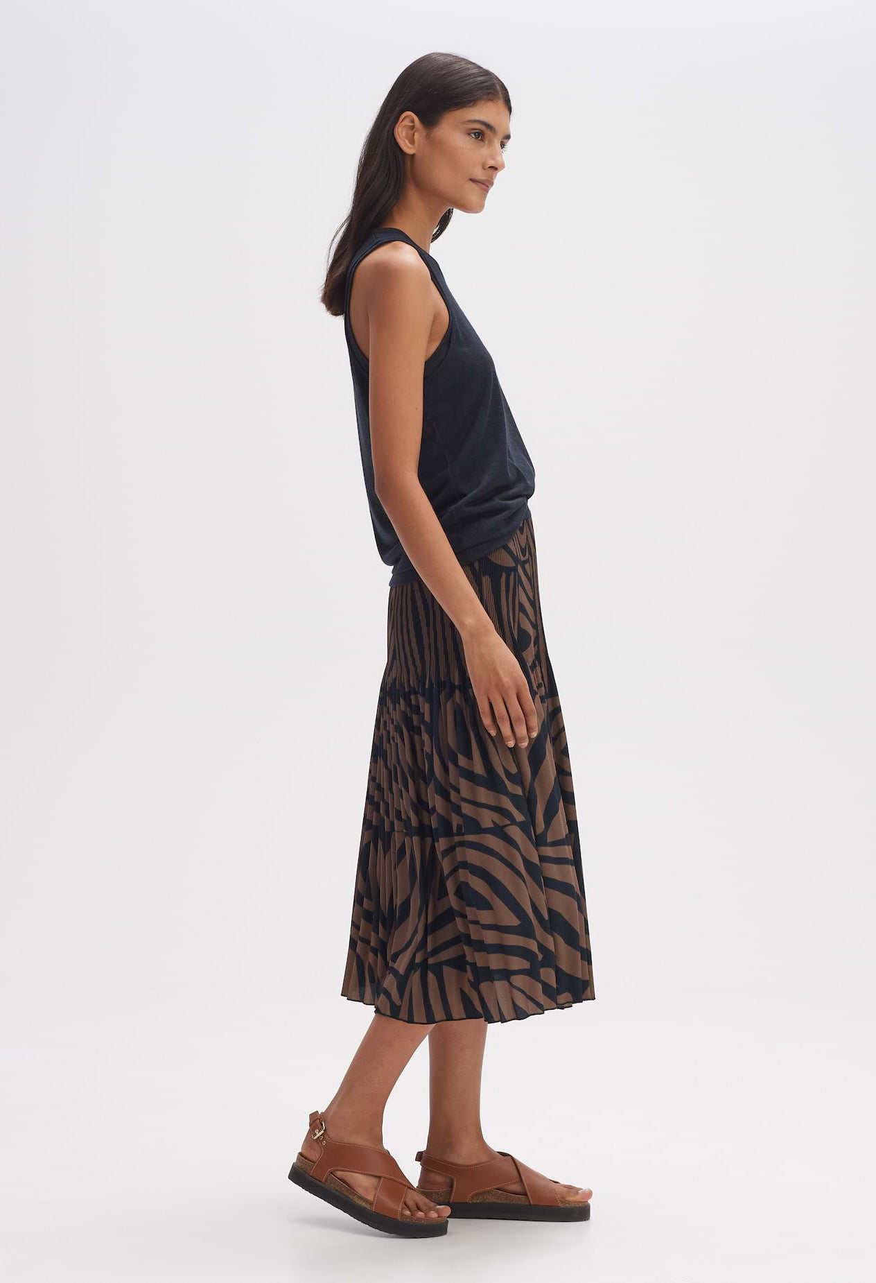 Ribane Desert Pleated Midi Skirt